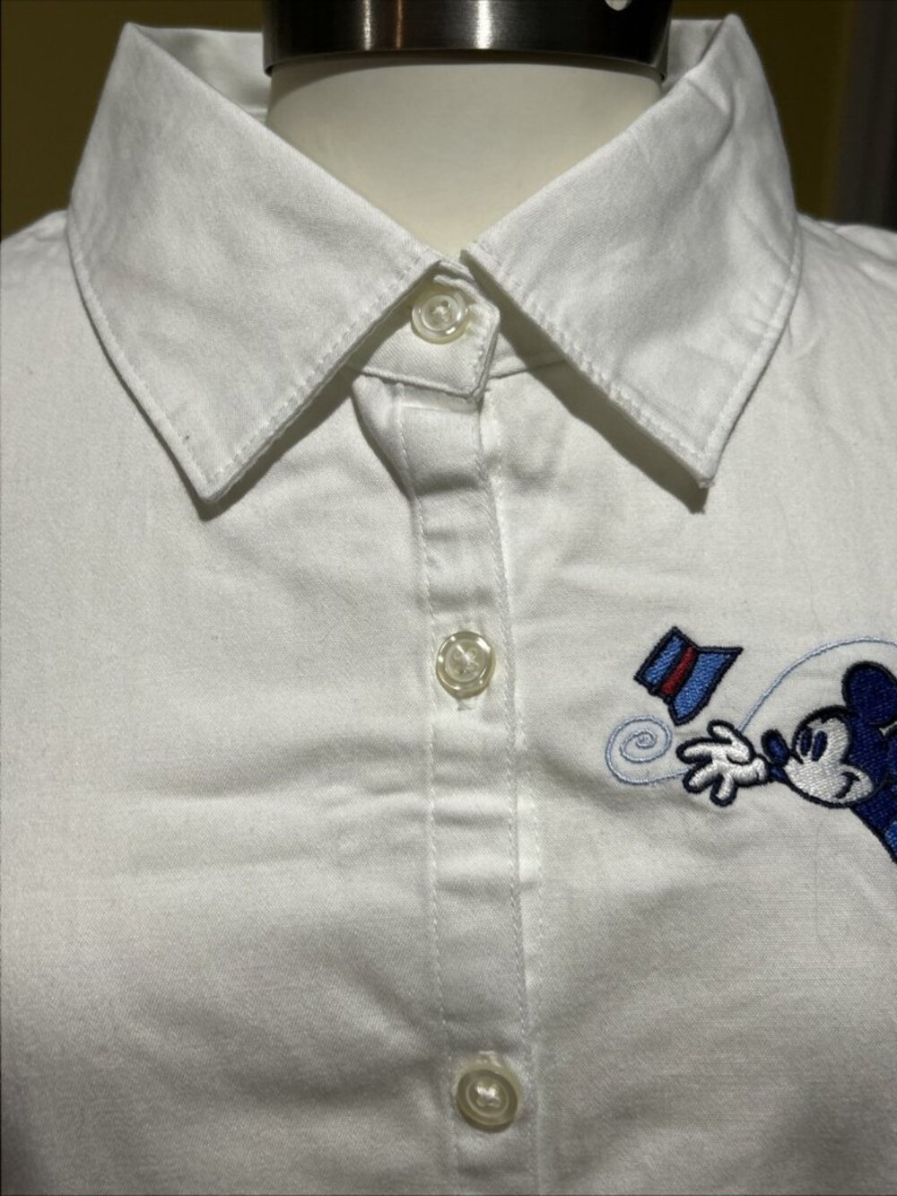 New Disney Store Mickey Minnie Shirt Dress Windy Day XXL Embroidered White - Picture 7 of 15